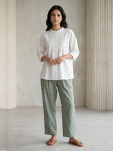 Ivory White Pure Cotton Pintuck Style Top