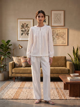 White Textured Cotton Top