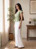 Sage Green Tie-Front Top for Women