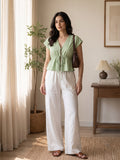 Sage Green Tie-Front Top for Women
