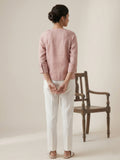 Dusty Pink Women's Top With Mandarin Collar