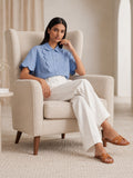 Powder Blue Cotton Top For Women