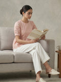 Pink Schiffli Work Top In Flare Style
