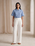 Powder Blue Cotton Top For Women