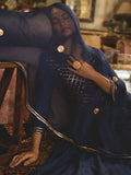 Navy Blue Gota Work Muslin Anarkali Suit