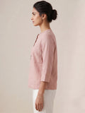 Dusty Pink Women's Top With Mandarin Collar