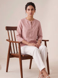 Dusty Pink Women's Top With Mandarin Collar