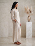 Natural Beige Relaxed Cotton Top Bottom Co-Ord Set