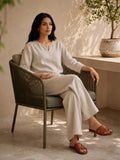 Natural Beige Relaxed Cotton Top Bottom Co-Ord Set