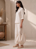 Ivory Cotton Shirt & Wide-Leg Pant Co-Ord Set