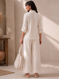 Ivory Cotton Shirt & Wide-Leg Pant Co-Ord Set