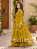Flared Anarkali with Palazzo and Dupatta