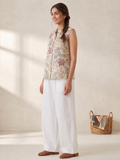 Ivory Floral Printed Sleeveless Top for Women