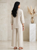 Cream Cotton Relaxed Top with Cropped Pants Co-Ord Set