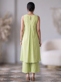 Lime Green V-Neck Kurta Palazzo Set for Women