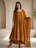 Brown Anarkali Suit with Border Detailing