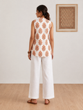 Ivory Floral Printed Sleeveless Top for Women