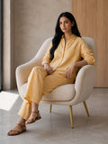 Butter Yellow Cotton Linen Shirt & Straight Pant Co-Ord Set