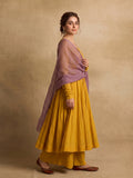 Yellow Flared Anarkali With Palazzo Bottom