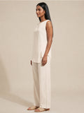 Off-White Cotton Linen Sleeveless Top Co-Ord Set