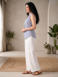 Blue Chevron Printed Sleeveless Top for Women