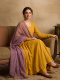 Yellow Flared Anarkali With Palazzo Bottom