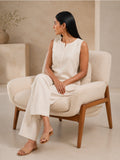 Off-White Cotton Linen Sleeveless Top Co-Ord Set