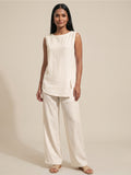 Off-White Cotton Linen Sleeveless Top Co-Ord Set