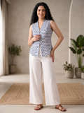 Blue Chevron Printed Sleeveless Top for Women