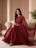 Maroon Layered Anarkali Suit with Dupatta