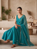 Blue Cotton Silk Anarkali Suit Set