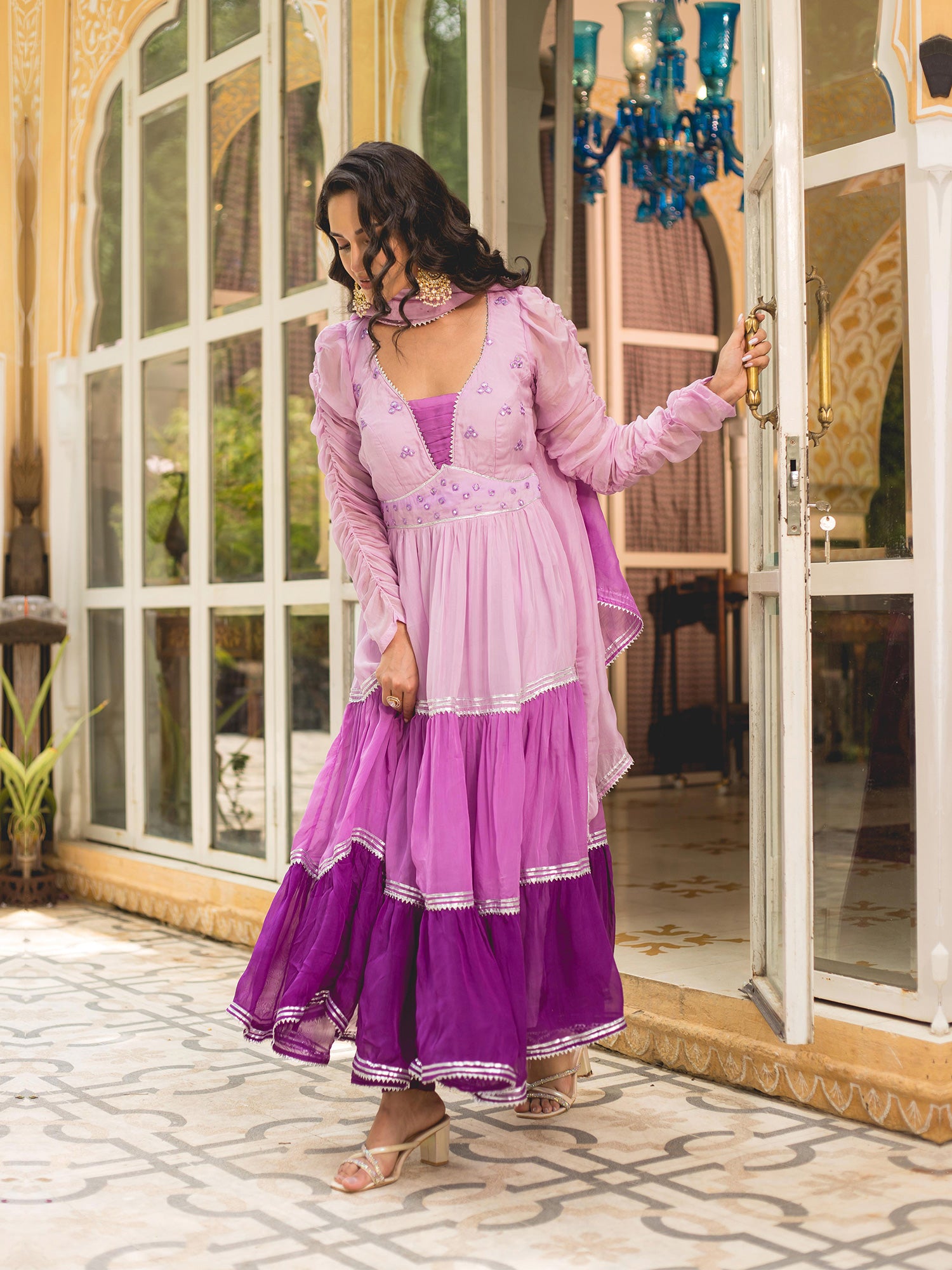 Layered anarkali suits sales