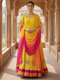 Yellow Anarkali Style Suit With Shaded Dupatta