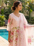 Light Pink Floral Handpainted Anarkali Suit