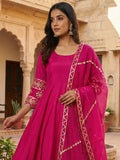 Pink Gota Work Anarkali Suit With Dupatta