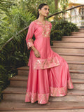 Pink Chanderi Sharara Suit Set