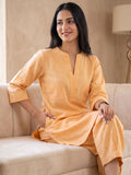 Light Orange Casual Linene Cotton Kurta Set