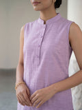 Lilac Casual Kurta Set For Womens In Cotton