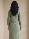 Sage Green Cotton Kurta Set With Straight Kameez