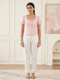 Light Pink Women's Wear Top In Cotton