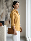 Yellow Cotton Shirt With Collar Neck