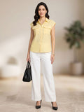 Light Yellow Women's Shirt With Patch Pockets