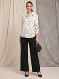 White Floral Printed Shirt In Cotton