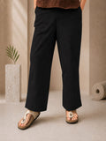 Black Casual Women's Wide Leg Pant In Cotton