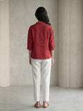 Rosewood Red Cotton Pintuck Top for Women