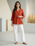 Tomato Red Cotton Top for Women