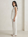 Ivory White Cotton Pintuck Top for Women