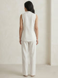 Ivory White Cotton Pintuck Top for Women