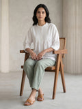 Ivory White Pure Cotton Pintuck Style Top