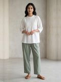 Ivory White Pure Cotton Pintuck Style Top